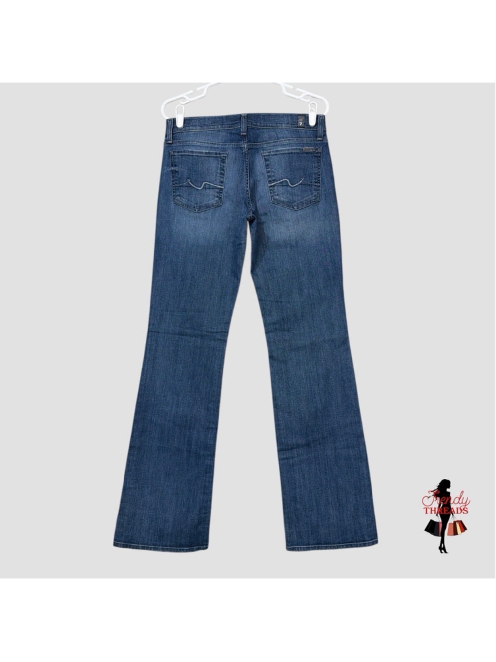 7 For All Mankind Jeans Womens 30x34 Blue Denim Low Rise Dojo Bootcut Faded Y2K - Picture 5 of 12